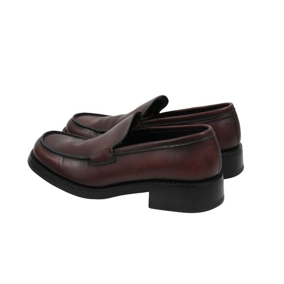 Prada Mens Vintage Penny Loafers Size US7 UK6 Brown Leather Square Toe Slip On - Picture 5 of 11